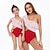 preiswerte Bademode-Mama und ich Badeanzug Gestreift Farbblock Rote Ärmellos bezaubernd Passende Outfits
