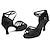 abordables Zapatos de baile latino-Mujer Zapatos de Baile Latino Baile en línea Rendimiento Interior Baile de Salón Satén Básico Sandalia Tacones Alto Tacón Cubano Hebilla Morrón Oscuro Negro Plateado