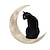economico Hangings da parete all&#039;aperto-decorazione da parete in metallo con gatto e luna, decorazione con silhouette di gatto e luna decorazione in metallo con gatto e luna, scultura di gatto in 3D retrò ritagliata in metallo design placca artigianato