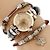 billige Kvartsure-kvinder premium læder ur tredobbelt armbånd ur sommerfugl charme armbåndsur mode quartz ur til kvinder analog quartz casual