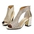 זול סנדלי נשים-בגדי ריקוד נשים סנדלים נעליים נוצצות ריינסטון עקב עבה בוהן מציצה וינטאג&#039; הליכה דמוי עור רוכסן כסף זהב