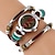voordelige Quartz-horloges-Women Premium Leather Watch Triple Bracelet Watch Butterfly Charm Wristwatch Fashion Quartz Watch for Women Analog Quartz Casual