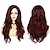 halpa Synteettiset trendikkäät peruukit-musta punainen peruukki naisten pitkä aaltoileva peruukki kohokohta kerroksellinen silkkinen keskisävyinen synteettinen cosplay-asu peruukki joulujuhlaperuukit