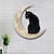 abordables Hangings de pared al aire libre-decoración de pared de gato y luna de metal, decoración de silueta de arte de gato decoración de arte de pared de metal de gato y luna, escultura de gato 3d retro metal cortado diseño placa artesanía
