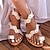 cheap Wedding Shoes-Women&#039;s Wedding Shoes Sandals Boho Bohemia Beach Flat Sandals Wedding Daily Beach Wedding Sandals Summer Rhinestone Lace Flower Flat Heel Open Toe Cute Classic Casual Lace Faux Leather Lace-up Loafer