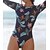 cheap Diving Suits &amp; Rash Guards-Women&#039;s Swimwear Rash Guard Diving Swimsuit Open Back Flower Black Scoop Neck Bathing Suits New Vacation Fashion / Modern / Padded Bras