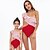 cheap Swimsuits-Mommy and Me Swimsuit Striped Color Block Red Sleeveless Adorable Matching Outfits