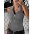 cheap Basic Women&#039;s Tops-Women‘s spring  summer solid color pit strip lapel zipper vest women‘s fashion casual t-shirt