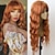 cheap Synthetic Trendy Wigs-Red Orange Hair Synthetic Full Wigs Loose Wave Wig Air Bangs Heat Resistant Long Wavy Synthetic None Lace Wigs For Fashion Women