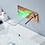 olcso Fali tartó-falra szerelhető fürdőszobai mosogató csaptelep, egy fogantyús kétlyukú led vízesés modern krómozott fürdőcsapok hideg és meleg vízzel