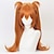 abordables Pelucas para disfraz-peluca naranja langley cosplay peluca con clip cola de caballo&amp;amp; Gorro de peluca, cola de caballo, peluca cosplay de anime naranja larga y recta