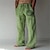 cheap Linen Pants-Men&#039;s Linen Pants Trousers Elastic Drawstring Design Print Fashion Streetwear Home Casual Daily Micro-elastic Faux Linen Breathable Soft Outdoor Graphic Patterned Sun Mid Waist Green White Blue S M L