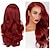 abordables Perruques Synthétiques Sans Bonnet-Perruques rouges pour femmes perruque synthétique vague partie centrale longue perruque de longueur moyenne femmes cosplay partie rose rouge bleu noir ombre perruque
