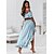 cheap Women&#039;s Two Piece Sets-Women&#039;s Crop Top Tank Top Skirt Sets Distressed Blue Pink Casual Vacation Plain Ruffle Off Shoulder Skirt Midi Skirt S M L XL