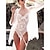 cheap Sexy Lingerie-Women&#039;s Sexy Lingerie Bathrobe Robes Gown Chemises &amp; Negligees 1 PCS Solid Colored Simple Soft Sweet Home Christmas Daily POLY Long Sleeve Lace Mesh Belt Included Summer Spring Black White