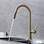 cheap Pullout Spray-Kitchen Faucet with Pull-out Spray,Single Handle One Hole Brass High Arc 2-modes 360°Rotatable Modern Contemporary Kitchen Taps