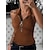 cheap Basic Women&#039;s Tops-Women‘s spring  summer solid color pit strip lapel zipper vest women‘s fashion casual t-shirt