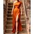 voordelige Damesjurken-vrouwen verbrand oranje jurk maxi lange jurk oranje mouwloze pure kleur split koude schouder lente zomer een schouder koude schouder stijlvolle hete elegante prom jurk 2022 s m l xl
