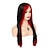 abordables Perruques de déguisement-longue rouge noir perruque soie cheveux raides synthétique résistant à la chaleur côté frange dames perruque halloween perruque