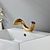 cheap Classical-Waterfall Bathroom Sink Mixer Faucet, Mono Wash Basin Single Handle Basin Taps, Monobloc Vessel Water Brass Tap Deck Mounted with Hot and Cold Hose