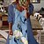 abordables Robes pour Femme-Robe longue maxi Femme Robe Ensemble Demi Manches Automne Printemps - à la mode Casual Moderne Imprimer Floral Col Ras du Cou Ample 2022 Bleu S M L XL XXL 3XL 4XL 5XL