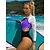 economico Rash Guards Interi-Per donna Costume da bagno Tagliato Body Costume da bagno Collage Costumi da bagno Blu Nero Protezione solare UV Traspirante Asciugatura rapida Manica lunga - Nuoto Surf Spiaggia Autunno Primavera