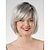 cheap Older Wigs-Short Gradient Gray Bob Bob Wig Ladies Straight Hair Synthetic Wig Fashion Gray Wig With Deep Roots