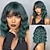 cheap Synthetic Trendy Wigs-Bob Wig with Bangs Pink/Ombre Brown/Auburn/Wine/Green Synthetic Culy Wigs for African American Women Natural Scalp Wigs 18inch Party Daily Wigs Christmas Party Wigs