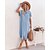 cheap Dresses-Women&#039;s Knee Length Dress Denim Dress Blue Short Sleeve Patchwork Solid Color Shirt Collar Spring Summer Elegant Casual 2022 S M L XL 2XL