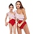 cheap Swimsuits-Mommy and Me Swimsuit Striped Color Block Red Sleeveless Adorable Matching Outfits