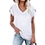 billige Basistopper for damer-kvinners vårsommer ensfarget v-hals kortermet t-skjorte topp