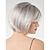 abordables peluca vieja-Gradiente corto gris bob bob peluca damas pelo liso peluca sintética moda gris peluca con raíces profundas