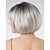 abordables peluca vieja-Gradiente corto gris bob bob peluca damas pelo liso peluca sintética moda gris peluca con raíces profundas