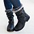 abordables Botas de Mujer-Mujer Botas Botas de nieve Botas a media pierna Tacón Plano Dedo redondo PU Color sólido Negro Caqui Rojo