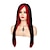 abordables Perruques de déguisement-longue rouge noir perruque soie cheveux raides synthétique résistant à la chaleur côté frange dames perruque halloween perruque