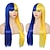 Χαμηλού Κόστους Περούκες μεταμφιέσεων-συνθετική περούκα ίσια με κτυπήματα μηχανική περούκα πολύ μακριά α1 συνθετικά μαλλιά γυναικεία cosplay απαλή μόδα μπλε κίτρινο / καθημερινή χρήση / πάρτι / βράδυ / καθημερινά