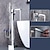 billiga Badkarskranar-fristående badkarsblandare golvmonterad badkarspåfyllare enkelgrepps mässingskran med handdusch och 360 graders vridbar pip