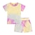 preiswerte Sets-2 Stück kinderkleidung Mädchen Batik Rundhalsausschnitt Shorts Anzug einstellen Kurzarm Aktiv Schulanfang 7-13 Jahre Sommer Gelb Rosa Blau