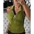 voordelige Basisshirts voor dames-vrouwen lente zomer effen kleur pit strip revers rits vest damesmode casual t-shirt;