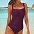 cheap One-pieces-Women&#039;s Swimwear One Piece Monokini Bathing Suits Normal Swimsuit Tummy Control Ruched Slim Solid Color Black Wine Fuchsia Brown Navy Blue Padded Strap Bathing Suits Sports Active Vacation / Sexy