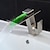 abordables Grifos LED-grifo de baño con caño de cascada led 3 cambios de color con la temperatura, mezclador de fregadero monomando grifos monomando de un orificio grifo de latón montado en cubierta