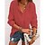 cheap Blouses &amp; Shirts-Women&#039;s Shirt Blouse Black White Red Button Plain Casual Long Sleeve V Neck Basic Cotton Regular S