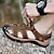cheap Men&#039;s Sandals-Men&#039;s Sandals Leather Sandals Sporty Sandals Sports Sandals Closed Toe Sandals Hiking Casual Daily Nappa Leather Elastic Band Black Blue Brown Summer Spring