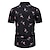 levne pánské havajské košile s klopou-Pánské Košile Grafická košile Aloha košile Plameňák Přehnutý Černá Bílá 3D tisk Větší velikosti Dovolená Krátký rukáv 3D Tisk Oblečení Designové Barevné bloky Klasické Na běžné nošení
