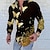 tanie męskie koszule z grafiką-Męskie Koszula Koszula z grafiką Motyl Księżyc Liście Wieczorne Żółty Złoty Druk 3D Na zewnątrz Ulica Długi rękaw Nadruk Przycisk w dół Odzież Moda Designerskie Codzienny Oddychający