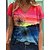 cheap Tees &amp; Tank Tops-Women&#039;s T shirt Tee Green Blue Purple Scenery 3D Print Short Sleeve Casual Holiday Basic V Neck Regular Floral 3D Printed Painting S