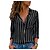 cheap Blouses &amp; Shirts-Women&#039;s Blouse Shirt Green Black Blue Button Pocket Striped Office Work Long Sleeve Shirt Collar Streetwear Casual Regular S
