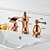 ieftine Multi Găuri-Baterie larg răspândită pentru chiuveta de baie, robinete de baie galvanizate în cascadă cu două mânere și trei găuri