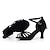 ieftine Pantofi Dans Latin-Pentru femei Încălțăminte latină Sală Dans Pantofi Salsa Line Dance Interior Antrenament Profesional Satin De Bază Călcâi Culoare solida Toc evazat Buclă Cureaua de legătură Migdală Roșu Negru