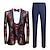 baratos Tuxedo Suits-Ternos de casamento masculinos pretos, 3 peças, gola xale, flor, padrão, ajuste único, um botão, 2024